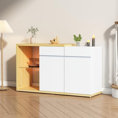 APARADOR TUWOL 2 PUERTAS 2 CAJONES BLANCO ROBLE 120X70CM LUCES LED - 3