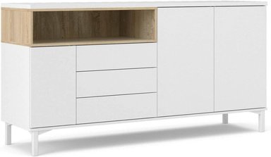 APARADOR MAGIC 3 PUERTAS 3 CAJONES MODERNA SALÓN BLANCO ROBLE 176X90CM - 2