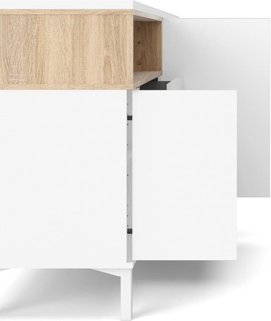 APARADOR MAGIC 3 PUERTAS 3 CAJONES MODERNA SALÓN BLANCO ROBLE 176X90CM - 5