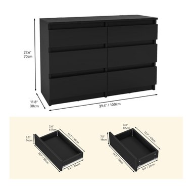 CÓMODA SAFER MODERNA COLOR NEGRO IDEAL PARA SALÓN, DORMITORIO 75X100 - 6