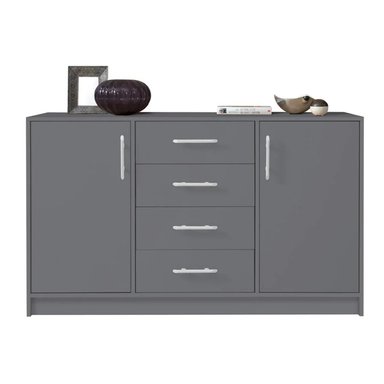 CÓMODA MIRAYI CON 4 CAJONES 2 PUERTAS COLOR GRAFITO 140X83CM