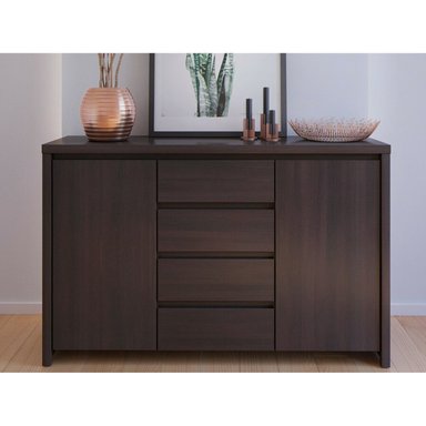 COMODA NARVIK 4 CAJONES 2 PUERTAS COLOR WENGUE 92X143CM