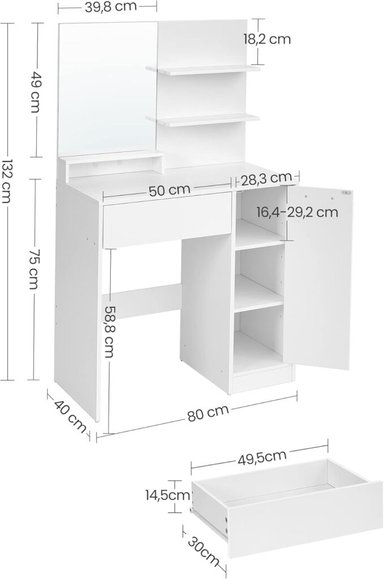 TOCADOR ANDIRA 1 CAJÓN BLANCO 132X80CM - 6