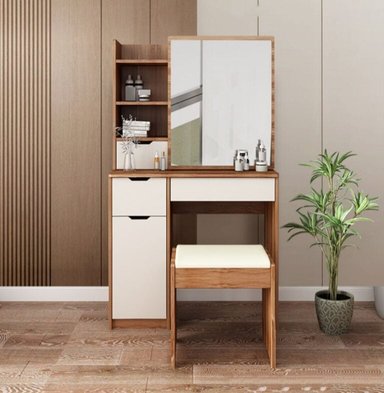 TOCADOR ALBI 3 CAJONES CON ESPEJO Y TABURETE 140X80 CM - 3