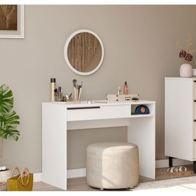 TOCADOR ZELIA CON ESPEJO PARA DORMITORIO  MELAMINA BLANCO 100X45X75CM - 1