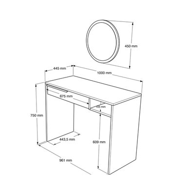 TOCADOR ZELIA CON ESPEJO PARA DORMITORIO  MELAMINA BLANCO 100X45X75CM - 4