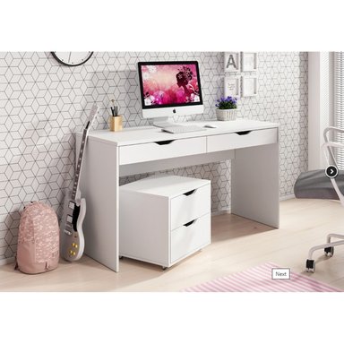 ESCRITORIO YERA CON GAVETERO DE 2 CAJONES BLANCO 138 CM