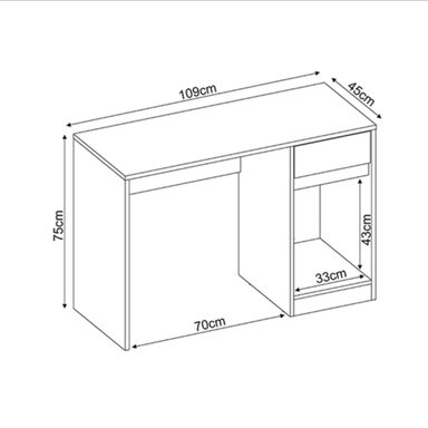 ESCRITORIO DE OFICINA ROMA COLOR BLANCO DE 109 CM 1 PUERTA Y 1 CAJÓN - 6