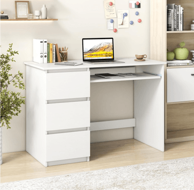 ESCRITORIO ADAM PARA COMPUTADORA 3 CAJONES PORTA TECLADO BLANCO 105CM
