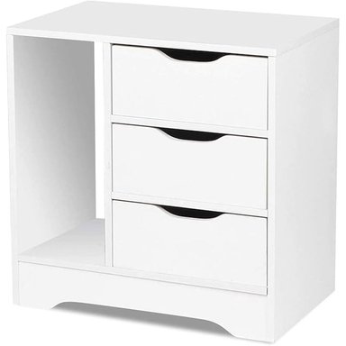 MESA DE NOCHE VELADOR RANNY CON 3 CAJONES COLOR BLANCO - 5