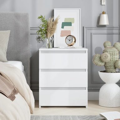 MESA DE NOCHE VELADOR MARY 3 CAJONES COLOR BLANCO 55X45 CM
