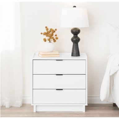 MESA DE NOCHE VELADOR ARED 3 CAJONES COLOR BLANCO 68X67 CM