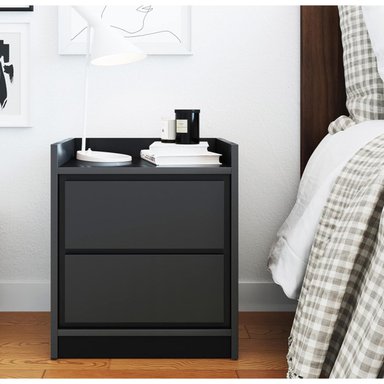 MESA DE NOCHE VELADOR WABES 1 PUERTA COLOR NEGRO 48X40 CM