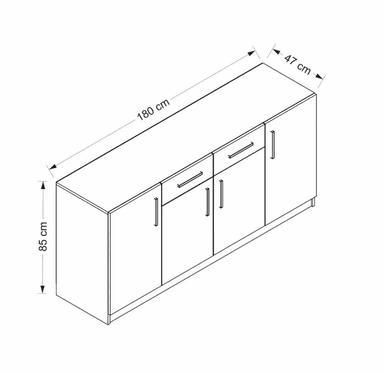 APARADOR CARELIA 2 CAJONES 4 PUERTA COLOR BLANCO 85X180CM - 6