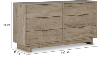 APARADOR FENDO 6 CAJONES ROBLE RUSTICO 140X78CM - 5