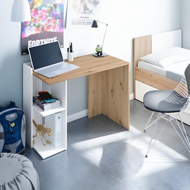 ESCRITORIO LAMUS 2 ESTANTES BLANCO ROBLE 78X100CM