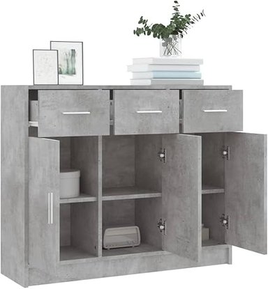 APARADOR LUCY 3 PUERTAS 3 CAJONES GRIS - 5