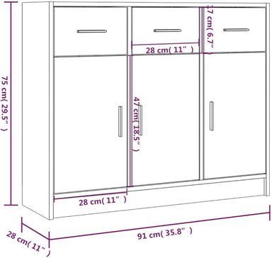 APARADOR LUCY 3 PUERTAS 3 CAJONES GRIS - 9
