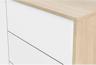 APARADOR VELEZ 2 PUERTAS 3 CAJONES COLOR ROBLE Y BLANCO 74X154 CM - 5