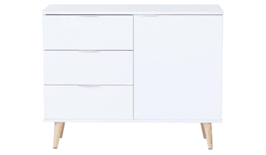APARADOR BLANCO 1 PUERTA Y 3 CAJONES COMEDOR  76X95CM - 1