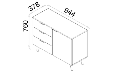 APARADOR BLANCO 1 PUERTA Y 3 CAJONES COMEDOR  76X95CM - 8