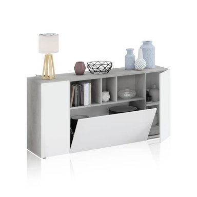 APARADOR CAMILE 3 PUERTAS ESTANTES BLANCO GRIS 150 CM - 5