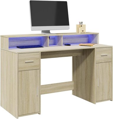 ESCRITORIO MODERNO GEVER 2 CAJONES 2 PUERTAS COLOR  ROBLE 140CM - 3