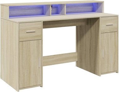 ESCRITORIO MODERNO GEVER 2 CAJONES 2 PUERTAS COLOR  ROBLE 140CM - 4
