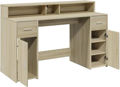 ESCRITORIO MODERNO GEVER 2 CAJONES 2 PUERTAS COLOR  ROBLE 140CM - 6