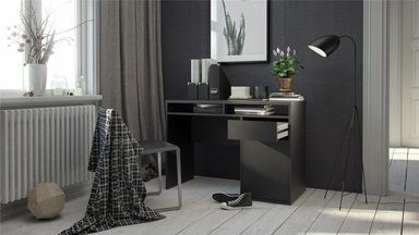 ESCRITORIO VESTO 1 PUERTA 1 CAJÓN Y 2 ESTANTES ABIERTOS NEGRO 110CM - 4