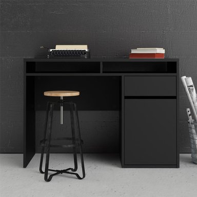 ESCRITORIO VESTO 1 PUERTA 1 CAJÓN Y 2 ESTANTES ABIERTOS NEGRO 110CM - 6