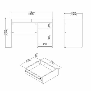 ESCRITORIO VESTO 1 PUERTA 1 CAJÓN Y 2 ESTANTES ABIERTOS NEGRO 110CM - 10