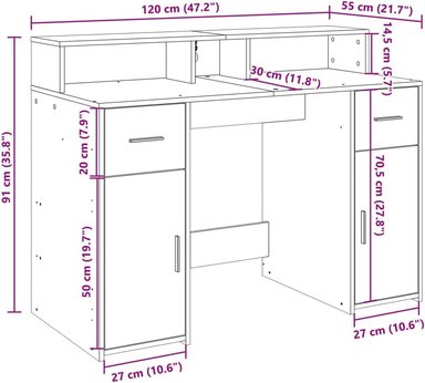 ESCRITORIO MODERNO GEVER 2 CAJONES 2 PUERTAS COLOR DUNA 120CM - 8