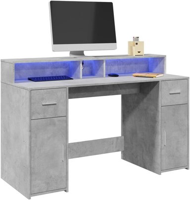 ESCRITORIO MODERNO GEVER 2 CAJONES 2 PUERTAS COLOR  CEMENTO 140CM - 4