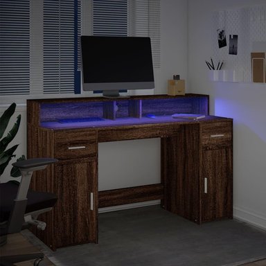 ESCRITORIO MODERNO GEVER 2 CAJONES 2 PUERTAS COLOR  ROBLE OSCURO 140CM - 2