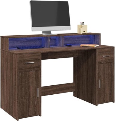 ESCRITORIO MODERNO GEVER 2 CAJONES 2 PUERTAS COLOR  ROBLE OSCURO 140CM - 3