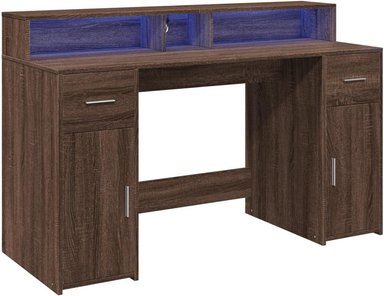 ESCRITORIO MODERNO GEVER 2 CAJONES 2 PUERTAS COLOR  ROBLE OSCURO 140CM - 4