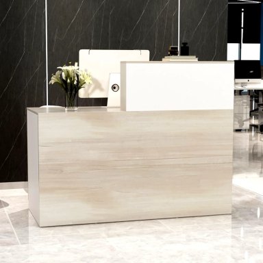 ESCRITORIO DE RECEPCIÓN LIANUA CON CAJÓN 1 PUERTA ROBLE Y BLANCO 140CM