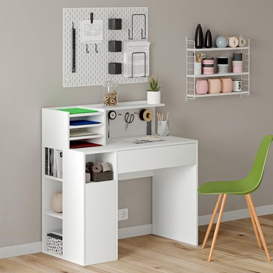 ESCRITORIO RIAZAN 1 CAJÓN 1 PUERTA Y ESTANTES BLANCO 100CM