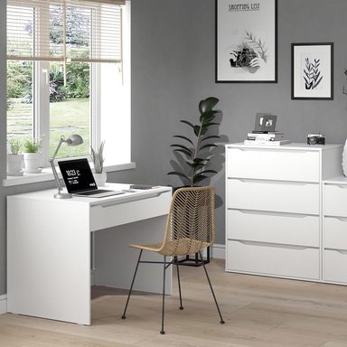 ESCRITORIO RODO UN CAJÓN CON ESTANTE INTERNO COLOR BLANCO 100CM