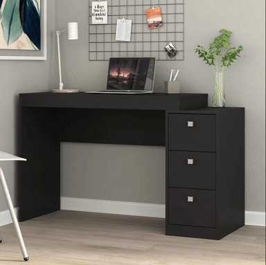 ESCRITORIO VALESKA 3 CAJONES 1 ESTANTE NEGRO 122CM