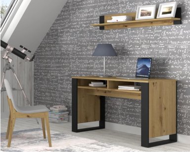 ESCRITORIO PARA LAPTOP FIORE 2 ESTANTES  DUNA Y NEGRO 120CM