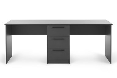ESCRITORIO DOBLE CON 3 CAJONES COLOR GRAFITO 190X75CM