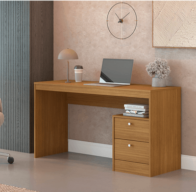 ESCRITORIO DE OFICINA MALEX 2 CAJÓNES 1 ESTANTE LIBRERO CEDRO 135CM