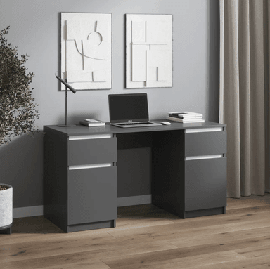 ESCRITORIO LUMBER CON 2 CAJONES Y 2 PUERTAS COLOR BLANCO GRAFITO 130X75CM