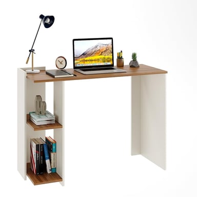 ESCRITORIO MODERNO 2 ESTANTES BLANCO ROBLE 104X78CM - 2
