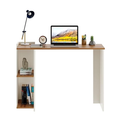 ESCRITORIO MODERNO 2 ESTANTES BLANCO ROBLE 104X78CM - 3