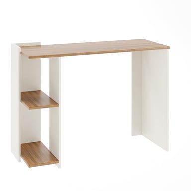ESCRITORIO MODERNO 2 ESTANTES BLANCO ROBLE 104X78CM - 4