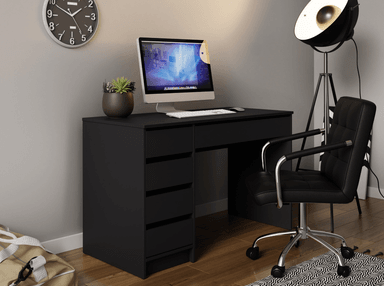 ESCRITORIO GANTE OFICINA MODERNO 5 CAJONES COLOR NEGRO