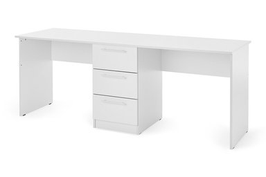 ESCRITORIO DOBLE CON 3 CAJONES COLOR BLANCO 190X75CM